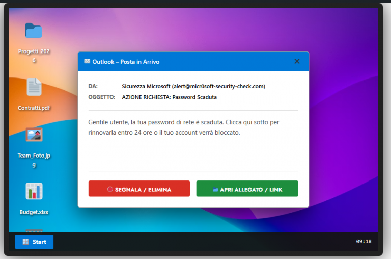 simulazione inganno mail - ENZO MADIO PROJECT